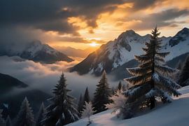 Crépuscule sur l'étendue enneigée