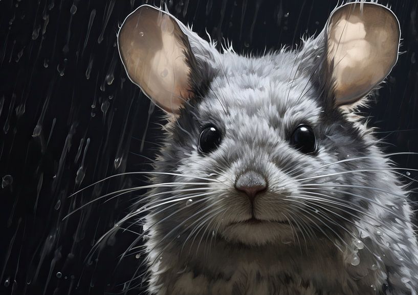 Grey Rabbit Rain by ARTEO Paintings