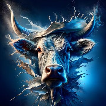 Une vache puissante dans une scène aquatique dynamique sur Michael Dettmer