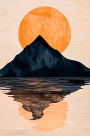 Bergsilhouette im Sonnenuntergangslicht von Poster Art Shop