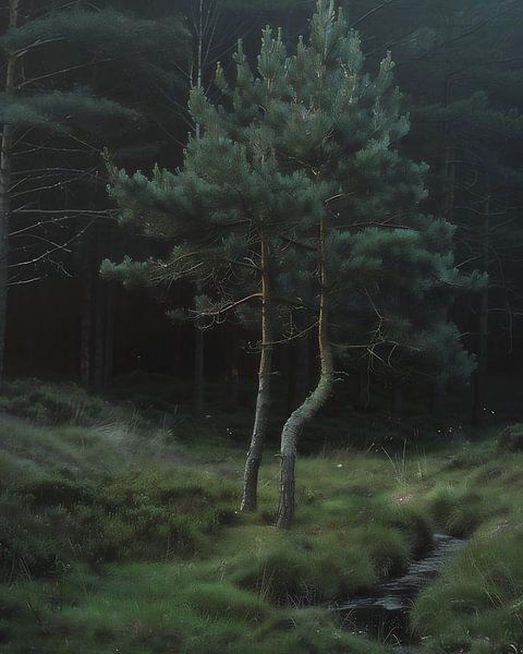 Wald im leichten Nebel von fernlichtsicht