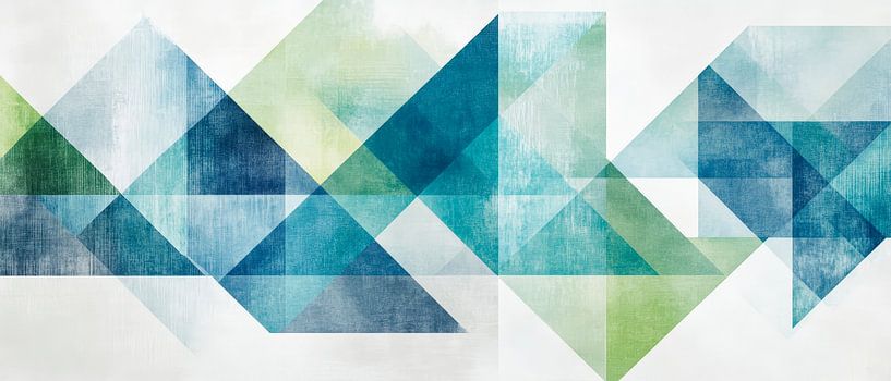 Geometric harmony in blue and green by Poster Art Shop