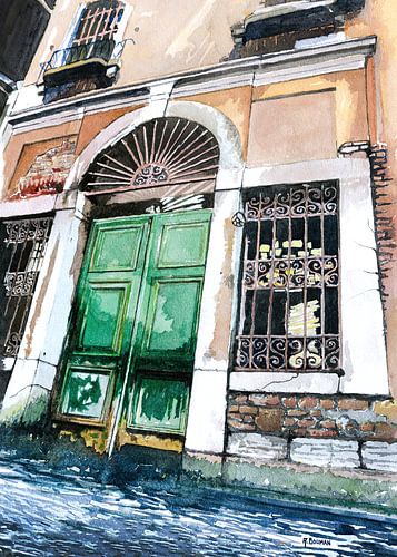 Waterpoort in Venetië | Aquarel schilderij