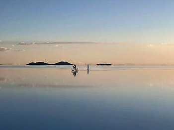 Reflections on the salt flats in Bolivia