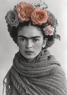 Frida Poster Black and White von Niklas Maximilian