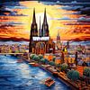 Broderie à l'aiguille City Cologne Cathédrale Rhin riche en détails multicolores sur gm_designs
