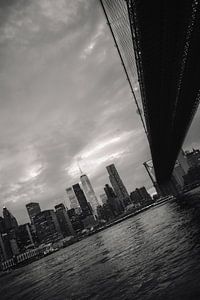 Perspective artistique : le pont de Brooklyn et la ligne d'horizon