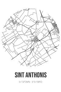 Sint Anthonis (Noord-Brabant) | Carte | Noir et blanc sur Rezona