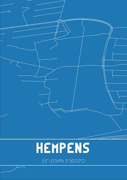 Blueprint | Map | Hempens (Fryslan) by Prints of Place