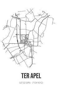 Ter Apel (Groningen) | Karte | Schwarz und Weiß von Rezona