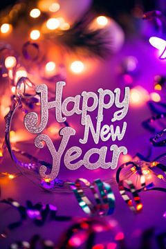 New Year's Eve celebration with twinkling lights by Poster Art Shop