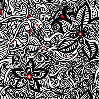 Zentangle noir et blanc - Motif de fleurs de zendoodle