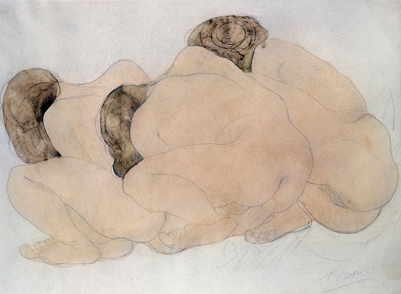 Auguste Rodin,Drie stenen tekening van finemasterpiece