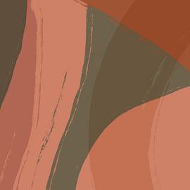 Abstrakte Kunst. Linien in khaki und terracotta. von Dina Dankers