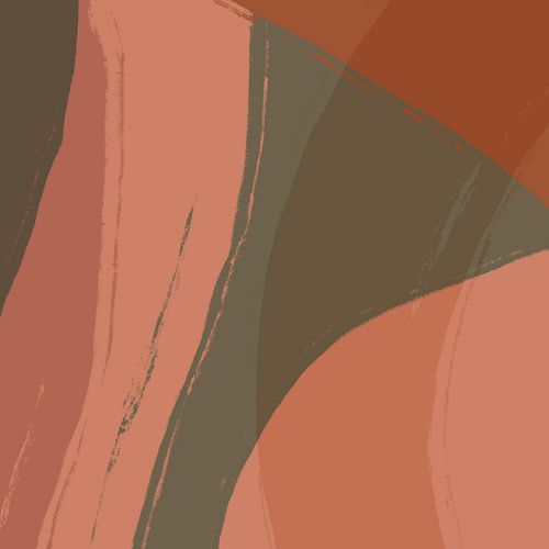 Abstracte kunst. Lijnen in kaki en terracotta.