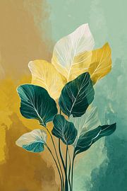 Minimalistisch Bladerspel in Groen & Goud no.3 van Studio BB