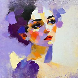 Face Colour | Abstract Portrait in Purple by Wonderful Art