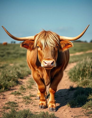 Scottish Highlander in the Meadow