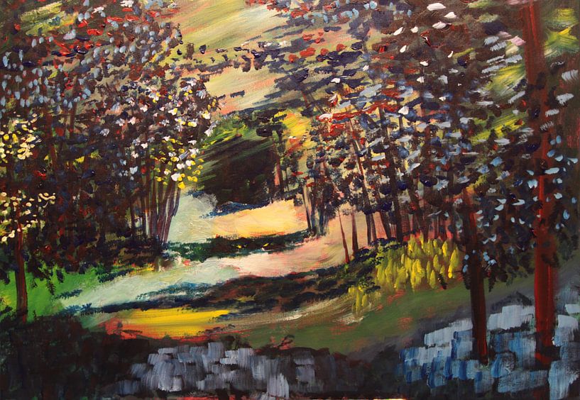 Waldweg, 60 cm x 80 cm, Acryl von Karen Noordenbos