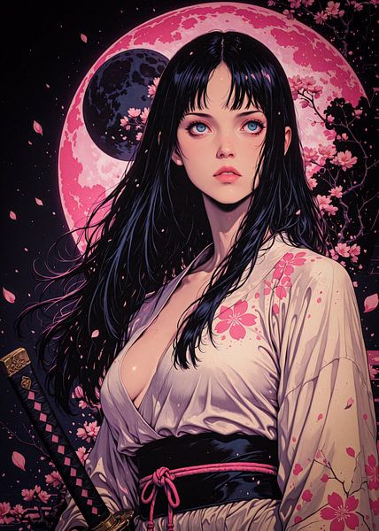 Samurai Girl Anime Sakura Cherry Blossom par Ruzerin