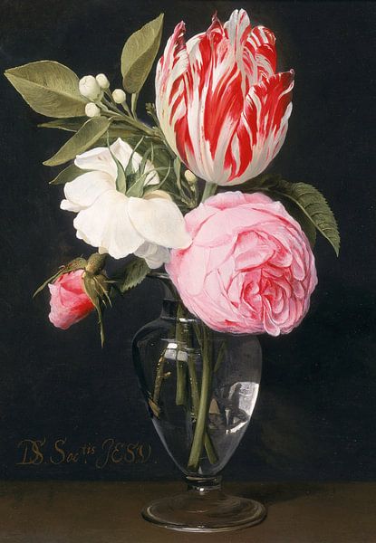 Daniel Seghers,Bloemen in een glazen vaas van finemasterpiece