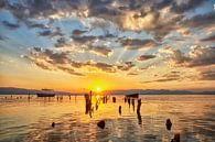 Sonnenuntergang am See Ohrid in Mazedonien von Cor de Hamer Miniaturansicht