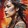 Abstrakte Malerei einer Lakota-Frau von MIROKKU