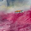 Wind over de Lavendelvelden | Aquarel schilderij van WatercolorWall
