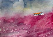 Wind over de Lavendelvelden | Aquarel schilderij van WatercolorWall thumbnail