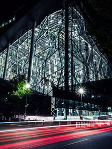 Le nouveau bâtiment d'Axel Springer vu de nuit, Berlin Mitte