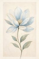 Blue and White Watercolor Bloom with Golden Details