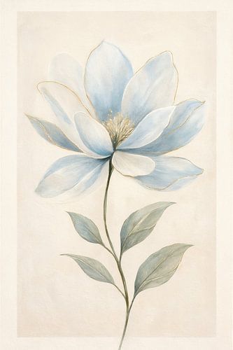 Blauw-witte aquarelbloei met gouden details