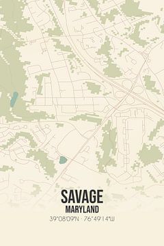 Carte ancienne de Savage (Maryland), États-Unis. sur Rezona