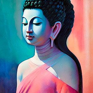 Buddha in Pastellfarben.