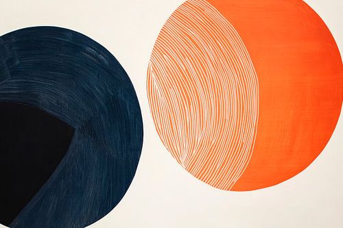 Abstracte vormen in blauw en oranje