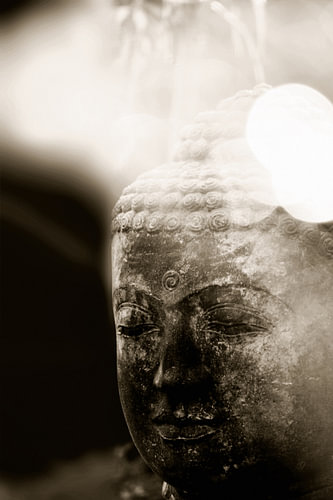 Kopf eines Buddha in S/W