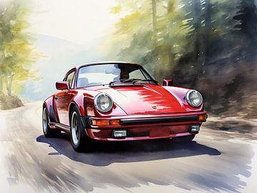 Red Porsche 911 turbo by PixelPrestige