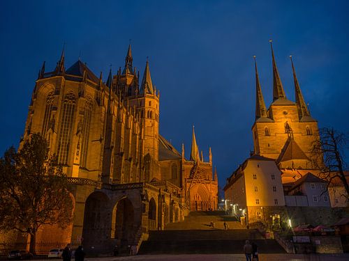 Erfurt - Erfurter Dom und Kirche St. Severi bei Nacht