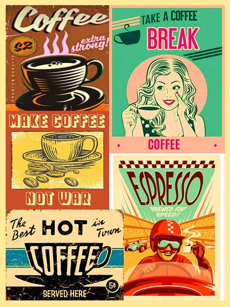 Vintage-Kaffee-Poster von nayyara art