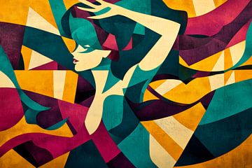 Colourful dance play of stillness Movement in geometric shapes by Poster Art Shop