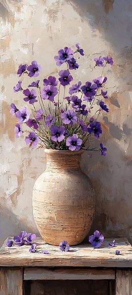 Moderne Blumenmalerei | Rustikale lila Eleganz enthüllt von Kunst Laune