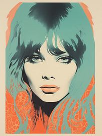 Retro Girl en Peach et Cyan sur Frank Daske | Foto & Design