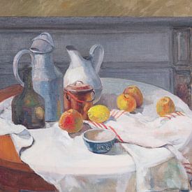 Stilleven met kannen, kruiken appels en citroenen van Galerie Ringoot