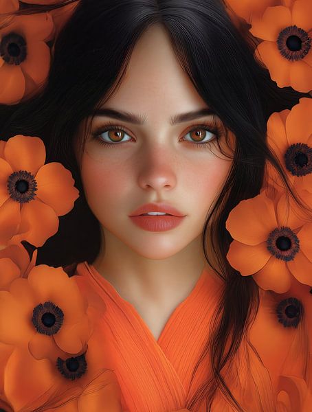 femme avec des fleurs style métropolitain par Egon Zitter