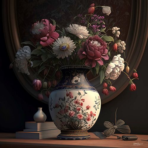 stilleven met bloemen.