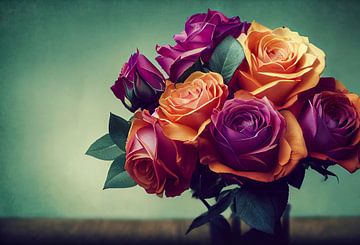 Kleurrijke rozen schilderen in een vaas Illustratie van Animaflora PicsStock