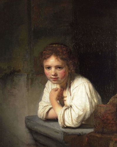 Fille dans la fenêtre - Rembrandt van Rijn