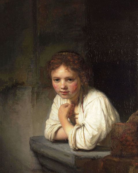 Meisje in 't venster - Rembrandt van Rijn van Marieke de Koning