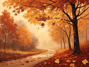 Gouden pad van de herfst van Artistic