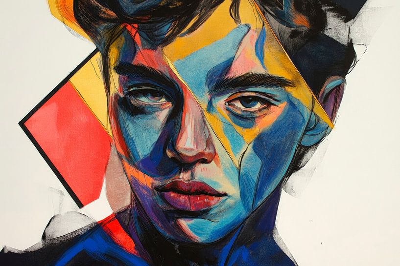 Futuristic portrait painting in colours by Poster Art Shop